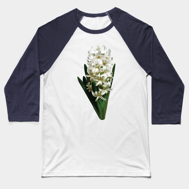 Hyacinths - Single White Hyacinth Baseball T-Shirt by SusanSavad